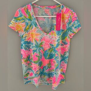 Lilly Pulitzer Etta V-Neck Sunshine State of Mind Size Small